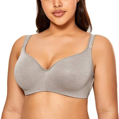 Abbildung von DELIMIRA Damen T Shirt BH mit Bügel Nahtloser Große Größen Gepolstert Graue Heide 85E