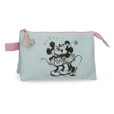 Abbildung von Disney Joumma Bags Mickey &amp; Minnie Kisses Schulmäppchen, Federmäppchen für Kinder, Organisieren und Transportieren von Stiften Stiften., blau, Dreifaches Federmäpp