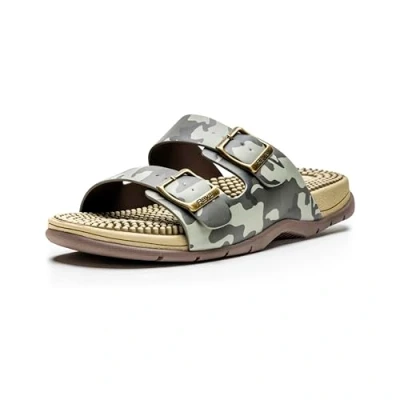 Abbildung von Revs Lochy, Premium Reflexzonenmassage &amp; Akupressur Sandalen mit Doppelriemen für Herren, Tarnung 44/45EU