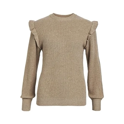 Abbildung von Object Objmalena L/S Ruffel NOOS Strickpullover, Damen, Größe: Medium, Fossil