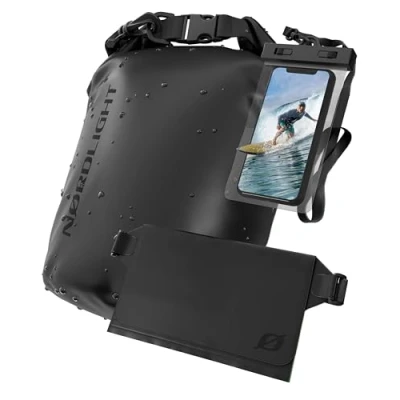 Abbildung von Nordlight wasserdichte Tasche 3er Set (Schwarz) Dry Bag 10l + Handyhülle Hüfttasche IPX8 Schutz Mit Verstellbaren Gurten Für Strand, Stand Up Paddling