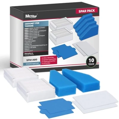 Abbildung von McFilter 2x Filter Set 5 teilig geeignet für Thomas Staubsauger der Baureihe AQUA+, Pet and Family, Alternative Filterset 99 (Teile Nr. 787241), 10