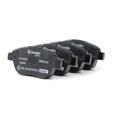 Abbildung von BREMBO P 61 068X Bremsbelagsatz exkl. Verschleißwarnkontakt mit Bremssattelschrauben ohne Zubehör PEUGEOT: 206 Hatchback, 207 307 SW