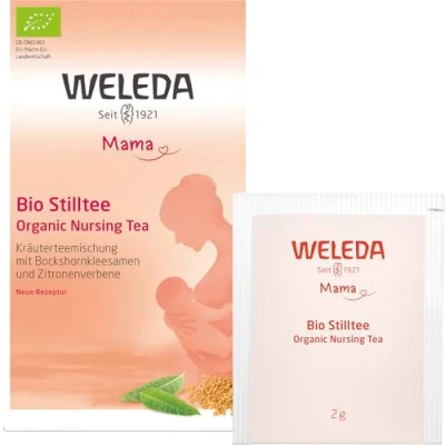 Abbildung von WELEDA Mama Stilltee, Naturkosmetik Milchproduktions Tee zur Unterstützung der Milchbildung, Bio Kräutermischung mit mildem Geschmack hilft den Feuchtigkeitshaushalt auszugleichen (20 Beutel x 40g)