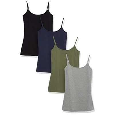 Abbildung von Amazon Essentials Damen Mieder mit schmaler Passform, 4er Pack, Grau/Marineblau/Olivgrün/Schwarz, XXL