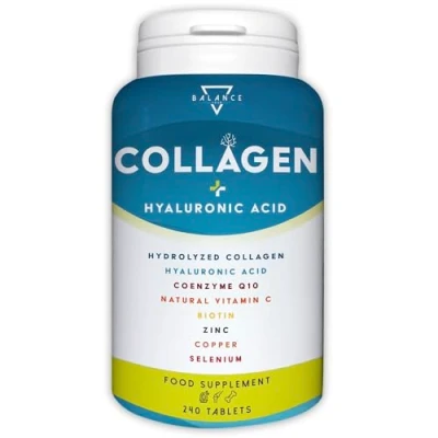 Abbildung von Hyaluronsäure Kollagen Komplex 2000mg 240 Tabletten Kapseln Kollagen, Hyaluronsäure, Coenzym Q10, Vitamin C, Biotin und Zink für Haut, Knochen Gelenke