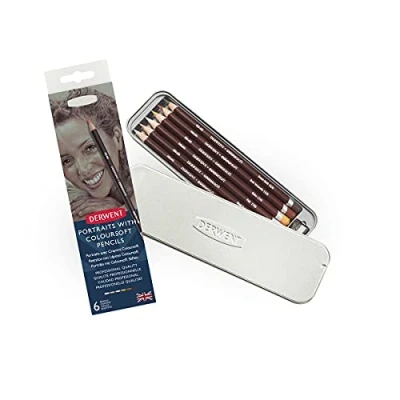 Abbildung von Derwent Coloursoft Hautfarbene Farbstifte, Zeichnen &amp; Schreiben, 6er Set, Inklusive Spitzer, Ideal für Farbaufbau Portraits, Professionelle Qualität, 2300217