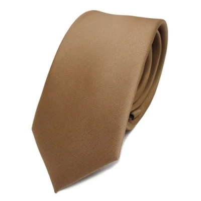 Abbildung von TigerTie Herren Krawatte 6 cm schmale Satin Tie in gold einfarbig uni Business, festliche Veranstaltungen und Freizeit