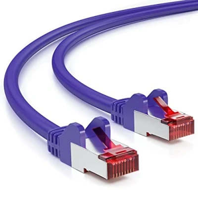 Abbildung von deleyCON 5m CAT6 Patchkabel S/FTP PIMF Schirmung CAT 6 RJ45 LAN DSL Netzwerkkabel Ethernetkabel Switch Router Modem Access Point Patchfelder Violett/Lila