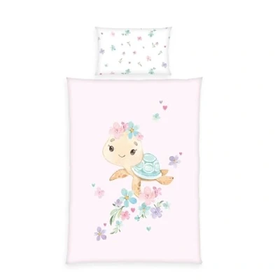 Abbildung von Herding babybest Little Turtle Bettwäsche, Kopfkissenbezug 40 x 60 cm Mit Hoteleinschlag, Bettbezug 100 135 cm, Reißverschluss, 100% Baumwolle/Renforcé