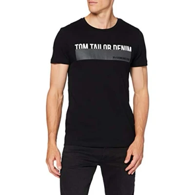 Abbildung von TOM TAILOR Denim Herren T Shirt mit Print 1016303, 14482 Deep Black, S