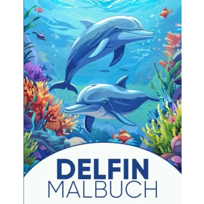 Abbildung von Delfin Malbuch: 50 Wunderschöne und Entspannende Designs für Kinder Erwachsene zur Stressbewältigung Kreativen Entfaltung