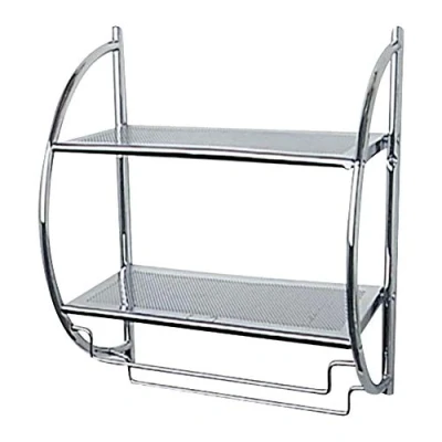Abbildung von WENKO Exclusiv Wandregal mit 2 Ablagen, Badregal Ablageflächen und beweglichen Handtuchstangen, 45,5 x 54,5 26 cm, Chrom