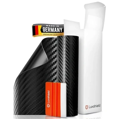 Abbildung von Luxshield Carbon Folie 12x100cm für Auto, Motorrad, Bike selbstklebend, Meterware aus DE
