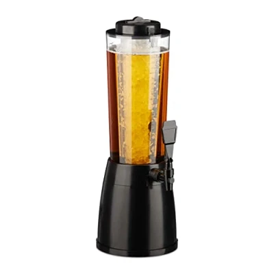 Abbildung von Relaxdays Biersäule mit Zapfhahn, 2,5 l, Getränkespender Kühlung, Biertower Garten, Zapfsäule, transparent/schwarz