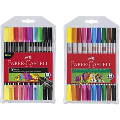 Abbildung von Faber Castell 151110 Doppelfasermaler, 10er Etui (10er + Neon)