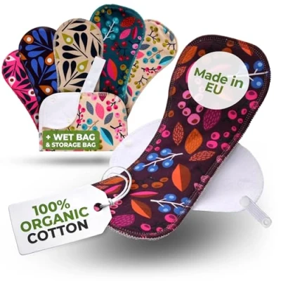Abbildung von Waschbare Binden Stoffbinden Waschbar bio Baumwolle; 6 Pack (Größe L+XL) wiederverwendbare MADE IN EU; starke Blutung; Baumwollbinden Damenbinden Menstruation