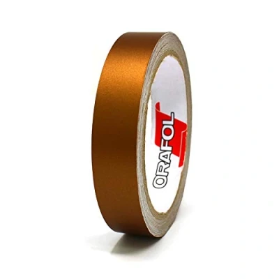 Abbildung von Finest Folia 10 Meter (0,79/Meter) Matt Zierstreifen Auto Motorrad Boot Modellbau Basteln DIY Deko Dekorstreifen Seitenstreifen Klebestreife (Kupfer Matt, 12mm Breite)