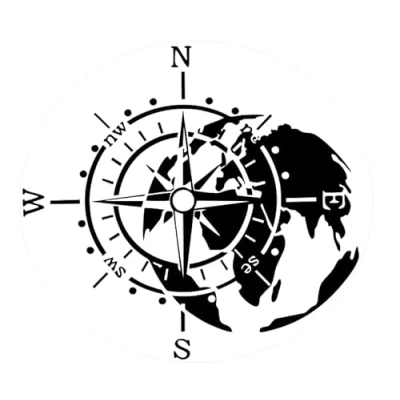Abbildung von Kompass Aufkleber Kompassrose Windrose Navigation für Outdoor und Indoor (RP28) (9 cm)