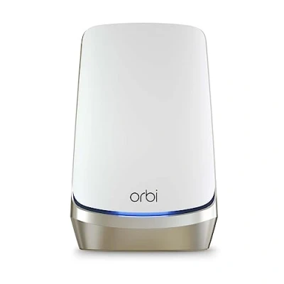 Abbildung von NETGEAR Orbi WiFi 6E Mesh (RBRE960) Quadband System mit Router, deckt 225 m² und 200 Geräte ab. Ultraschnelle Geschwindigkeiten von 10,8 Gbit/s (AXE11000). Extrem einfache Installation