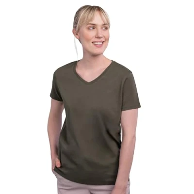 Abbildung von HRM Damen F Luxury V Neck Tee, Olive, S
