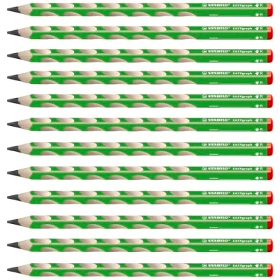 Abbildung von Ergonomischer Dreikant Bleistift für Rechtshänder STABILO EASYgraph in grün 12er Pack Härtegrad 2B