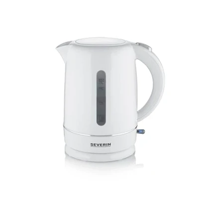Abbildung von SEVERIN Wasserkocher, 1,7 L Kapazität, mit herausnehmbarem Kalkfilter, Wasserstandsanzeige, Ein Aus Taste &amp; Kontrollleuchte, 2.200 W, weiß, WK 4325