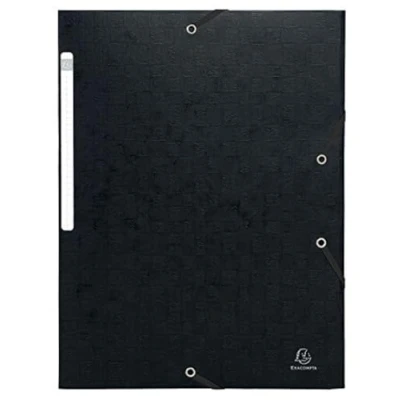 Abbildung von Exacompta 55751E 10er Pack Einschlagmappe Scotten aus Colorspan Karton DIN A4 mit 2 Gummizügen und 3 Klappen Beschriftungsetikett schwarz Sammelmappe Dokumentenmappe