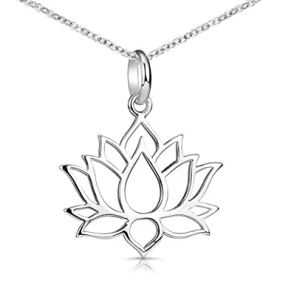 Abbildung von Materia Lotusblüte Kette Silber 925 Lotus Schmuck Lotusblume Halskette Damen Teenager KA 69 Silber_K30 45cm