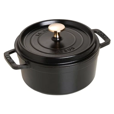 Abbildung von STAUB Gusseisen Bräter/Cocotte, Rund 18 cm, 1,7 L, Aromaregen Funktion, Für alle Herdarten geeignet, Graphitgrau
