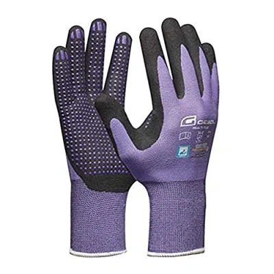 Abbildung von Gebol Multi Flex Lady Arbeitshandschuhe mit Nitril Beschichtung &amp; Noppen Nitrilhandschuhe dermatologisch getestet Gartenhandschuhe Grip für Damen Größe XS (Gr 6) Lila 1 Paar