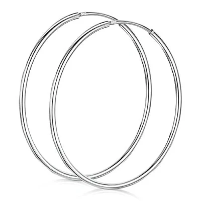 Abbildung von Amberta® 925 Sterling Silber Edle Ringe Mit Geschlossener Ring Kleine Runde Kreolen Ohrringe Durchmesser: 20 30 40 60 75 (40)