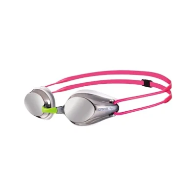 Abbildung von arena Tracks Junior Mirror Anti Fog Wettkampf Schwimmbrille für Kinder, mit UV Schutz, 4 Austauschbaren Nasenstegen, Silikon Dichtungen, Silver White Fuchsia