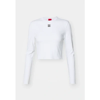 Abbildung von HUGO Dafilomena Langarmshirt, Damen, Größe: Large, White