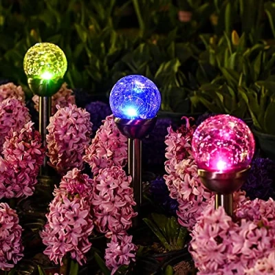 Abbildung von GIGALUMI Solarlampen für außen Garten, Solarleuchten Gartenleuchten Deko, 3 Stück LED Farbwechsel Glaskugel, Wasserdicht Solar licht außen, Balkon, Terrasse, Wege, Blumen