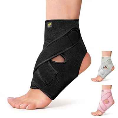 Abbildung von Bracoo FS10 Sprunggelenkbandage, Einstellbares Fußbandage, Professionelle Knöchelbandage für Plantarfasziitis, Arthritis, ACL, Gelenkschmerzen, Fersensporn Schwarz,S/M