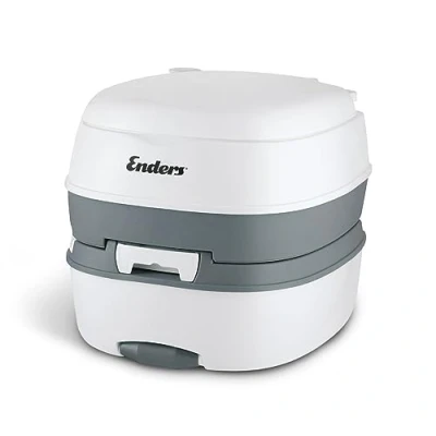 Abbildung von Enders Campingtoilette DELUXE Mobil WC Chemietoilette, ergonomischer Tragegriff, Spül und Abwassertank, mit Belüftungstaste, 130kg Tragkraft, optimale Sitzhöhe von 35cm #4950