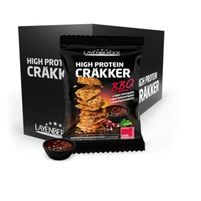 Abbildung von Layenberger High Protein Cräkker, Snacks mit viel Eiweiß und wenig Kohlenhydraten, (8 x 75 g) BBQ
