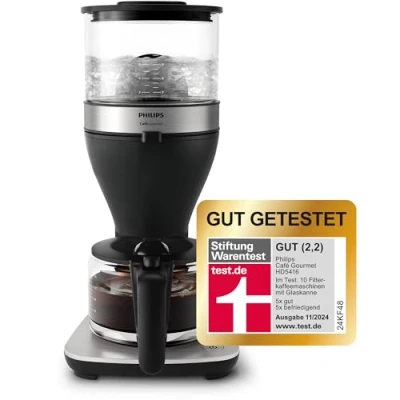 Abbildung von Philips Filterkaffeemaschine 1.25 Liter Fassungsvermögen, bis zu 15 Tassen, Boil &amp; Brew, schwarz/silbern (HD5416/60)