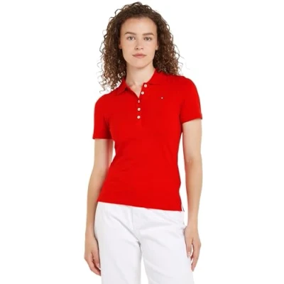 Abbildung von Tommy Hilfiger 1985 SLIM Poloshirt, Damen, Größe: XXS, Rot