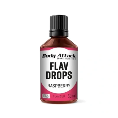 Abbildung von Body Attack Flav Drops®, 50 ml, Raspberry, Aromatropfen für Lebensmittel, zuckerfreie Flavour Drops ohne Kalorien, vegan &amp; Qualität Made in Germany