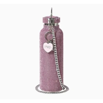 Abbildung von FACKELMANN Paris Hilton pinke Glitzer Trinkflasche, 750ml mit Edelstahlkörper und Strasssteinen Wasserflasche Metallanhänger abnehmbarer Tragekette