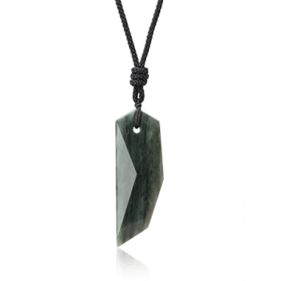Abbildung von COAI Geschenkideen Unisex Spitzer Anhänger aus Grünem Rutilquarz Wolfszahn Amulett Halskette