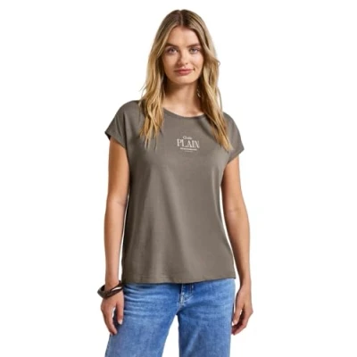 Abbildung von STREET ONE Damen A323581 Basic Shirt mit Wording, Dark Tumbled Beige, 46