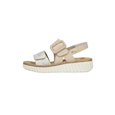 Abbildung von Rieker Sandale, Sommerschuh, Sandalette, Keilabsatz, mit zwei Klettverschlüssen