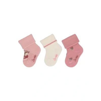 Abbildung von Sterntaler Baby Socken 3er Pack Mädchen Babysocken mit Umschlag und Motiven für Babys im Set leicht, flexibel strapazierfähig zartrosa, 18