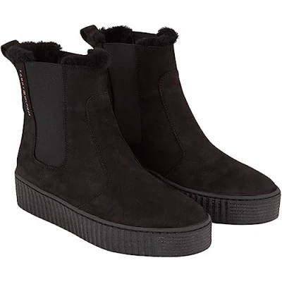 Abbildung von Tommy Hilfiger Damen Essential Chelsea WARMBOOTIE FW0FW07661 Niedrige Stiefel, Schwarz (Black), 37 EU