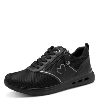 Abbildung von MARCO TOZZI Damen Sneaker flach mit Reißverschluss Sportlich, Schwarz (Black Comb), 39 EU