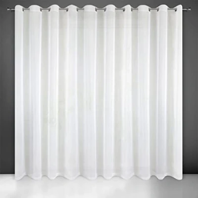 Abbildung von Eurofirany Lucy Voile Gardine Vorhang mit Ösen 1 STK. Transparent Leinenoptik Durchsichtig Einfarbige für Schlafzimmer Wohnzimmer Kinderzimmer, Weiß, 250.00 x 350.00 cms