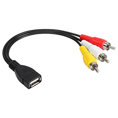 Abbildung von CERRXIAN USB auf 3 Cinch Kabel, 2.0 A Buchse Stecker, Audio Video, AV Composite Adapterkabel für TV/Mac/PC (0,15 m)